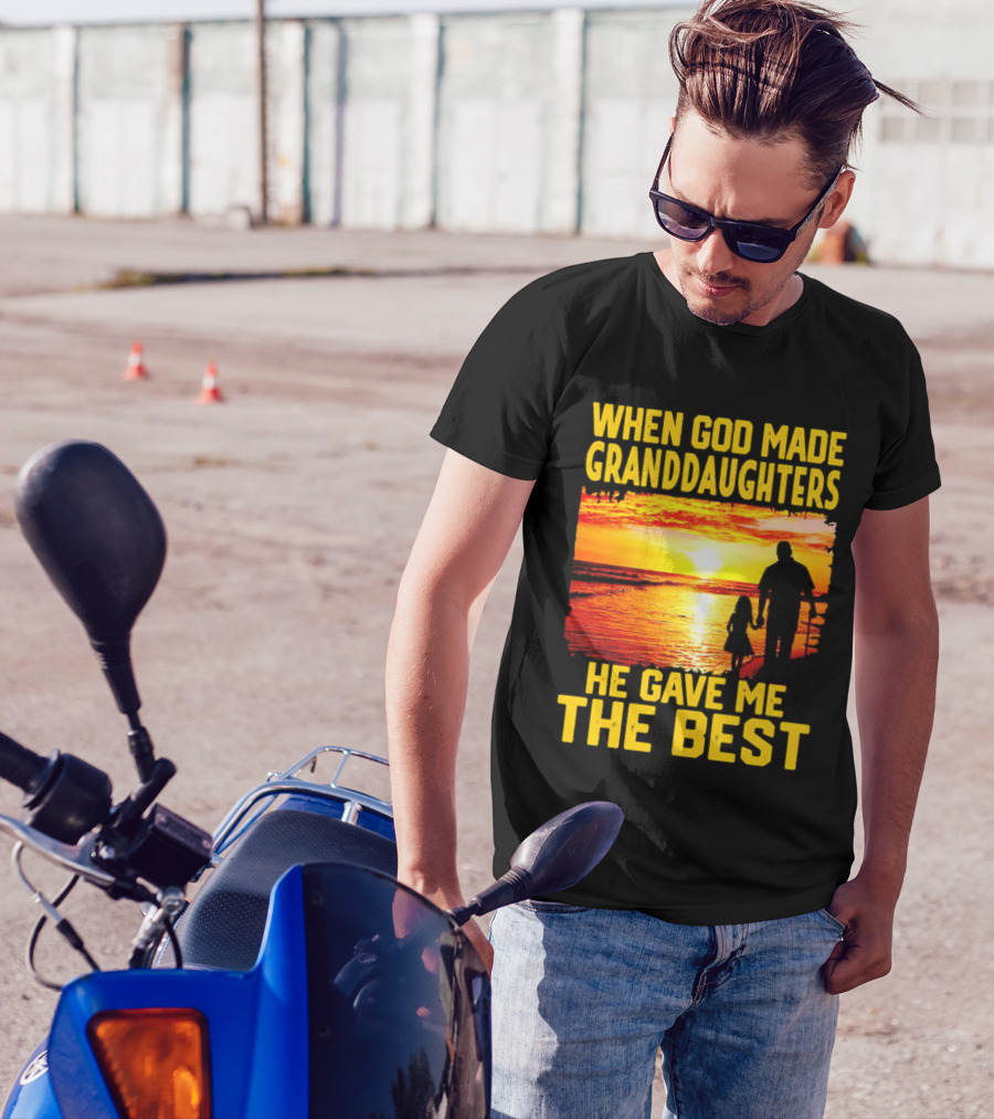 When God Made Granddaughters He Gave Me The Best Sunset Beach T-Shirt