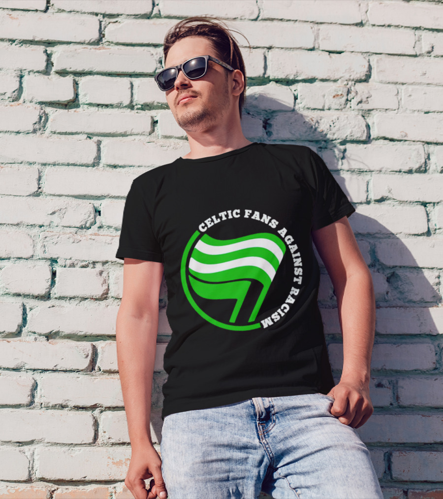 Celtic Fans Against Racism Green And White Flag T-Shirt