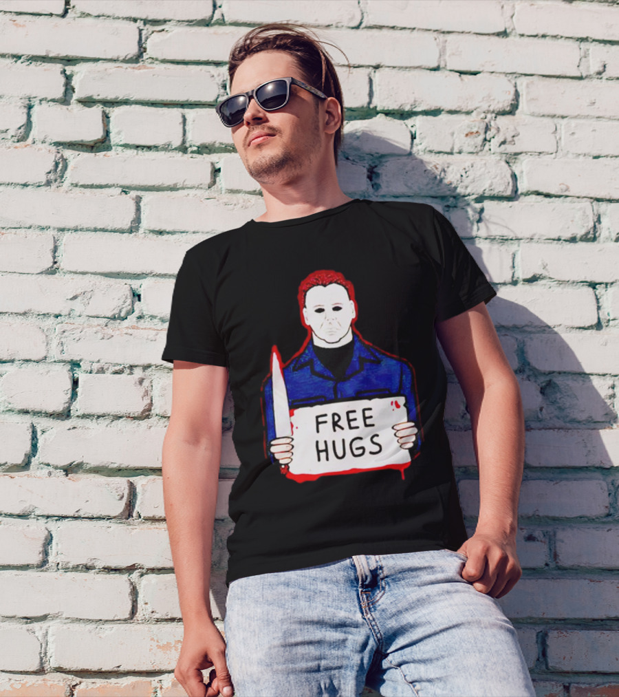 Free Hugs Michael Myers Knife Halloween Horror T-Shirt