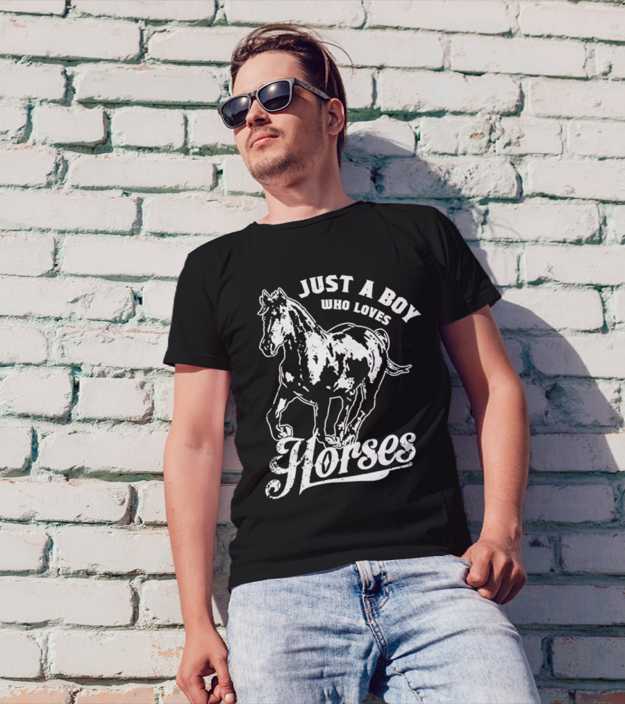 Just A Boy Who Loves Horses Riding T-Shirt