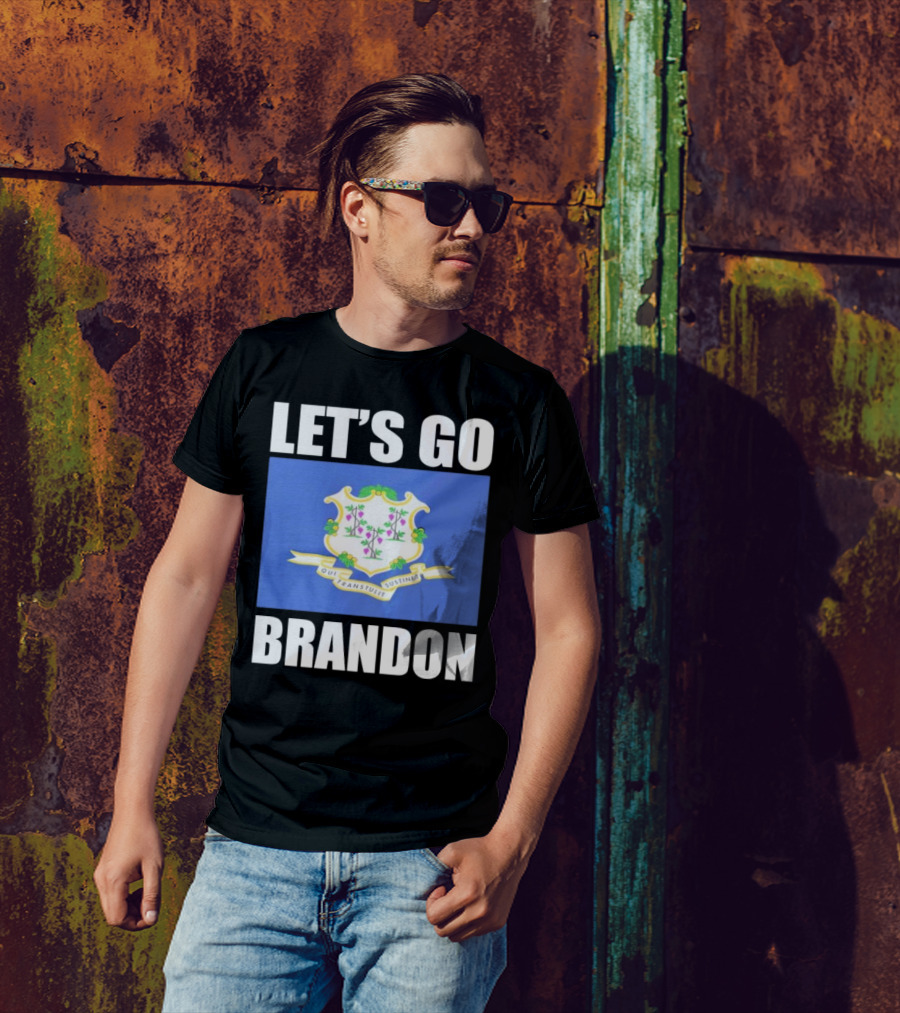 LET'S GO BRANDON Qui Transtulit Sustinet Connecticut Flag T-Shirt