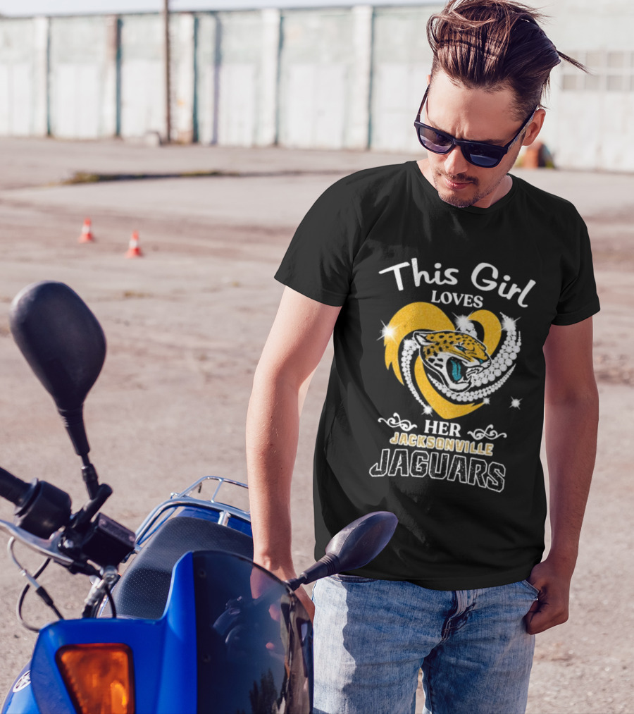 This Girl Loves Her Jacksonville Jaguars Heart With Diamonds And Jaguar T-Shirt