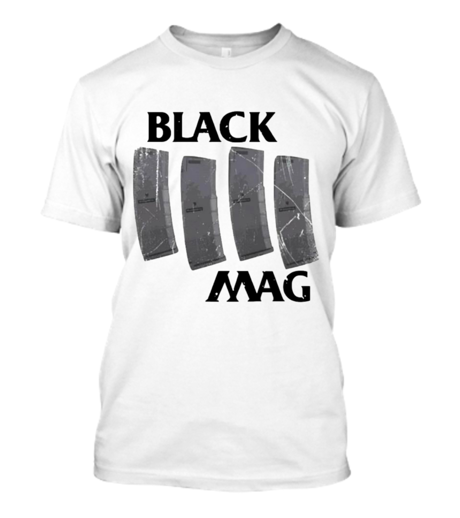 BLACK MAG Scratched And Weathered Magazines T-Shirt