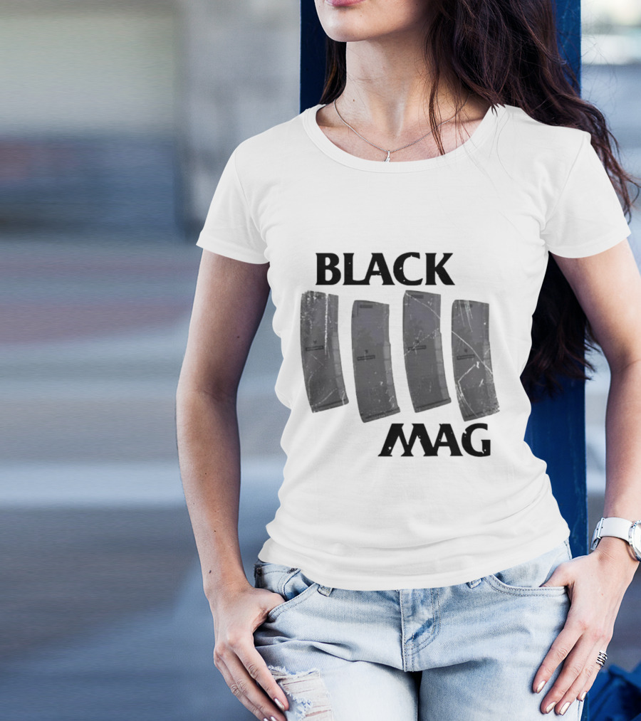 BLACK MAG Scratched And Weathered Magazines T-Shirt