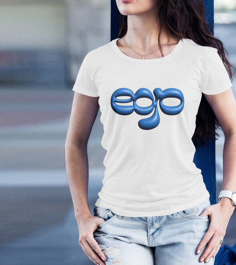Ego Logo Blue Text T-Shirt