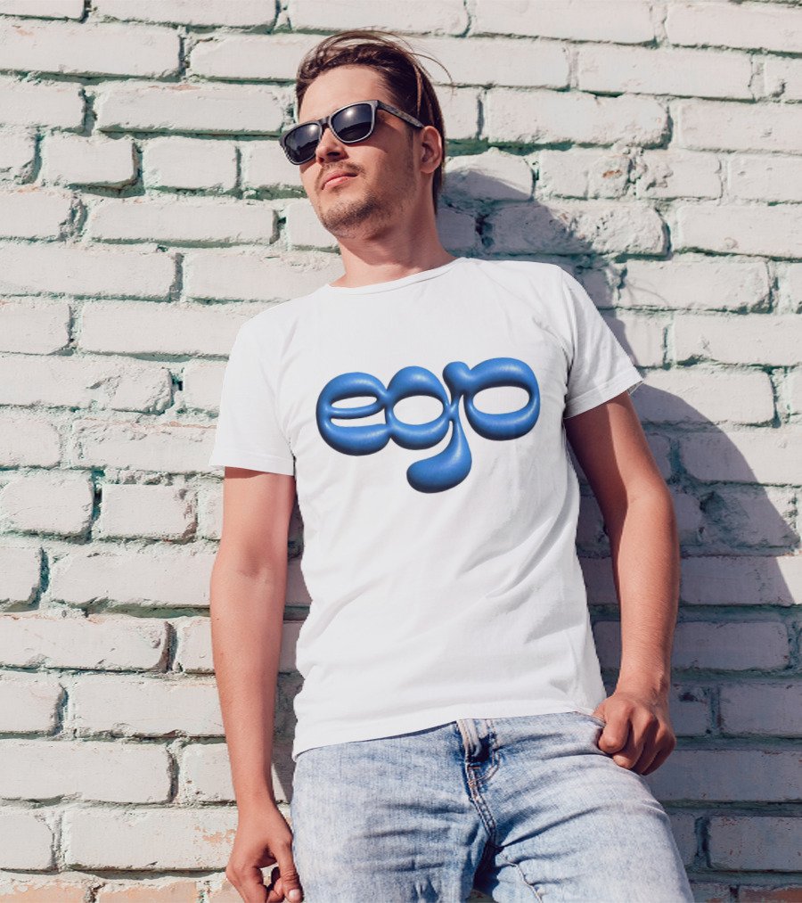Ego Logo Blue Text T-Shirt