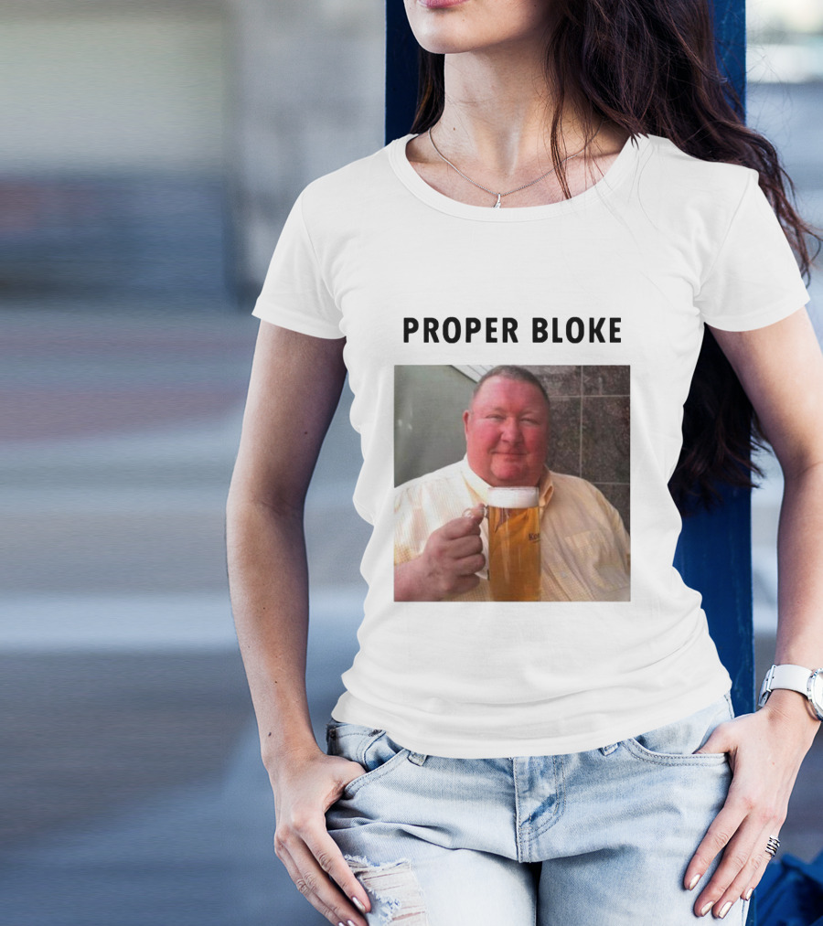 Proper Bloke Holding Beer With Contented Expression T-Shirt