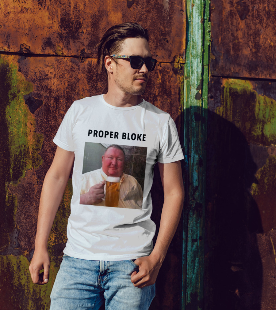 Proper Bloke Holding Beer With Contented Expression T-Shirt