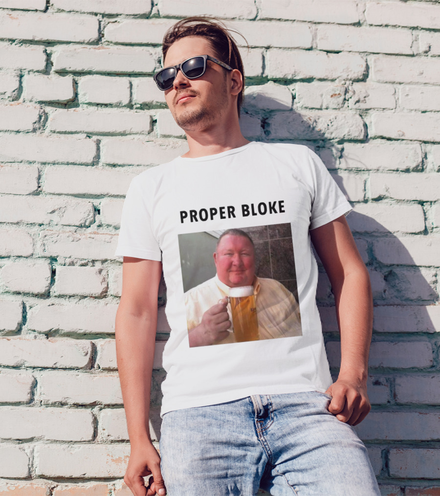 Proper Bloke Holding Beer With Contented Expression T-Shirt