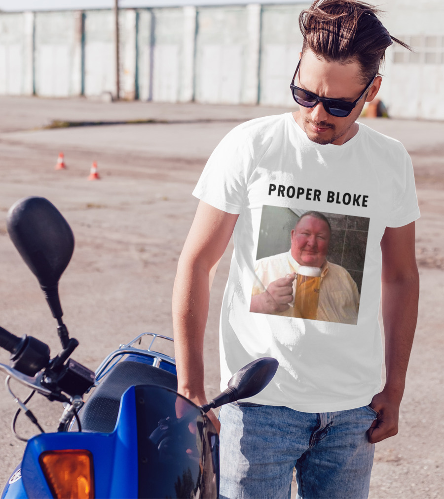 Proper Bloke Holding Beer With Contented Expression T-Shirt