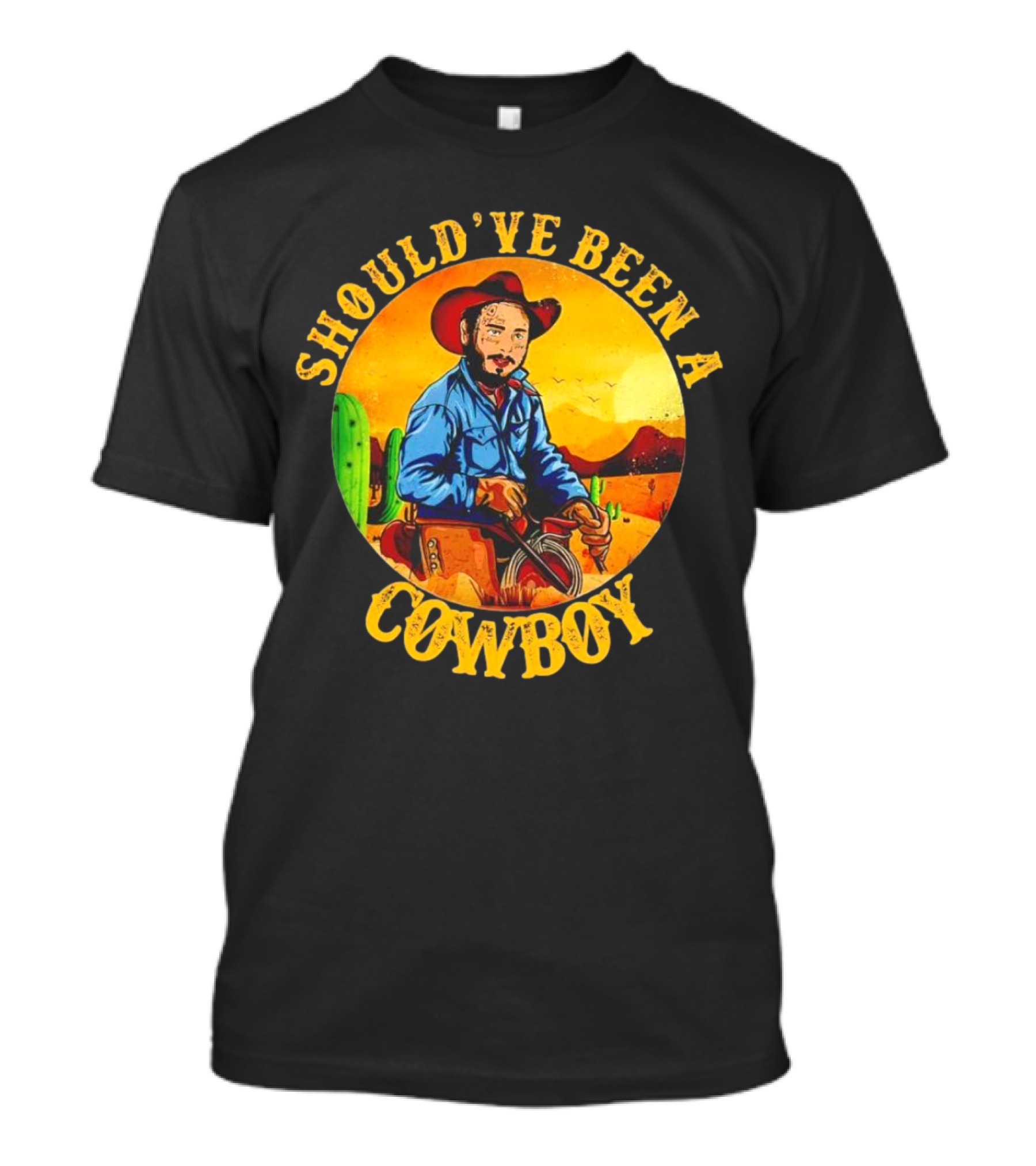 Should’ve Been A Cowboy Vintage Desert Scene With Cactus And Mountains T-Shirt
