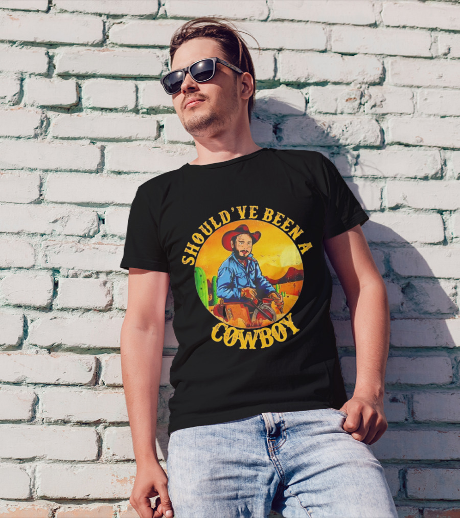 Should’ve Been A Cowboy Vintage Desert Scene With Cactus And Mountains T-Shirt