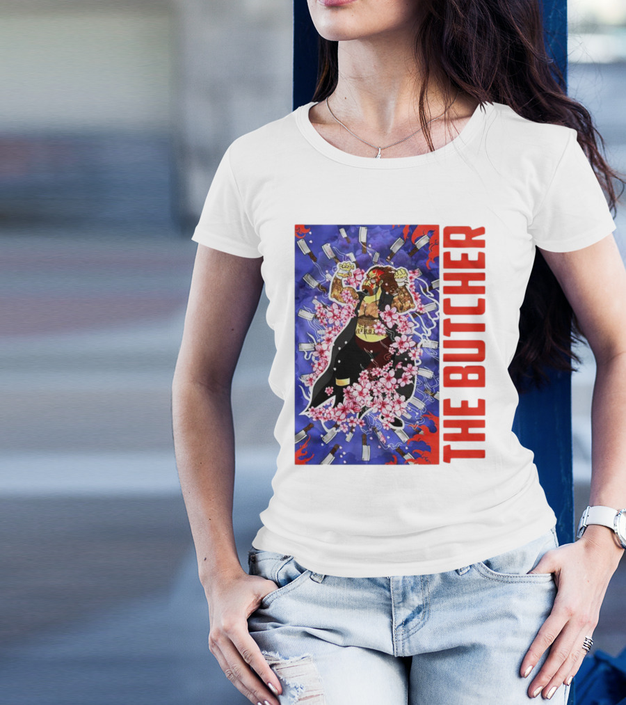 THE BUTCHER Cherry Blossom Blades Power Stance T-Shirt