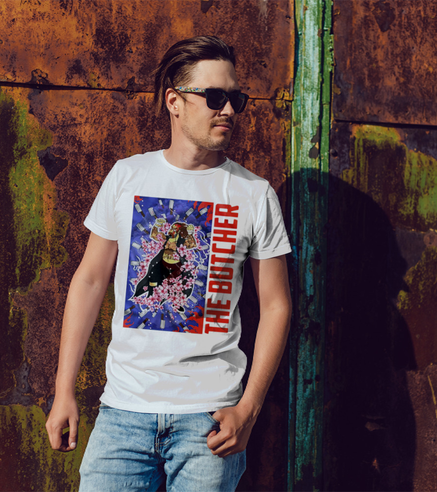 THE BUTCHER Cherry Blossom Blades Power Stance T-Shirt