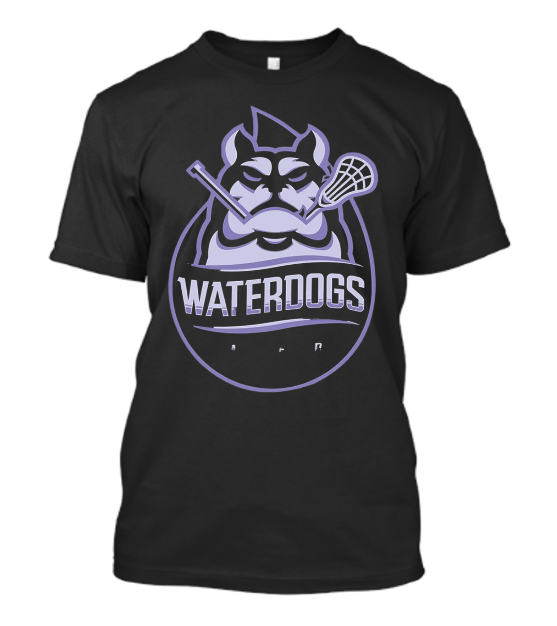 Waterdogs Lacrosse Club Logo Bulldog Lacrosse Sticks Emblem T-Shirt