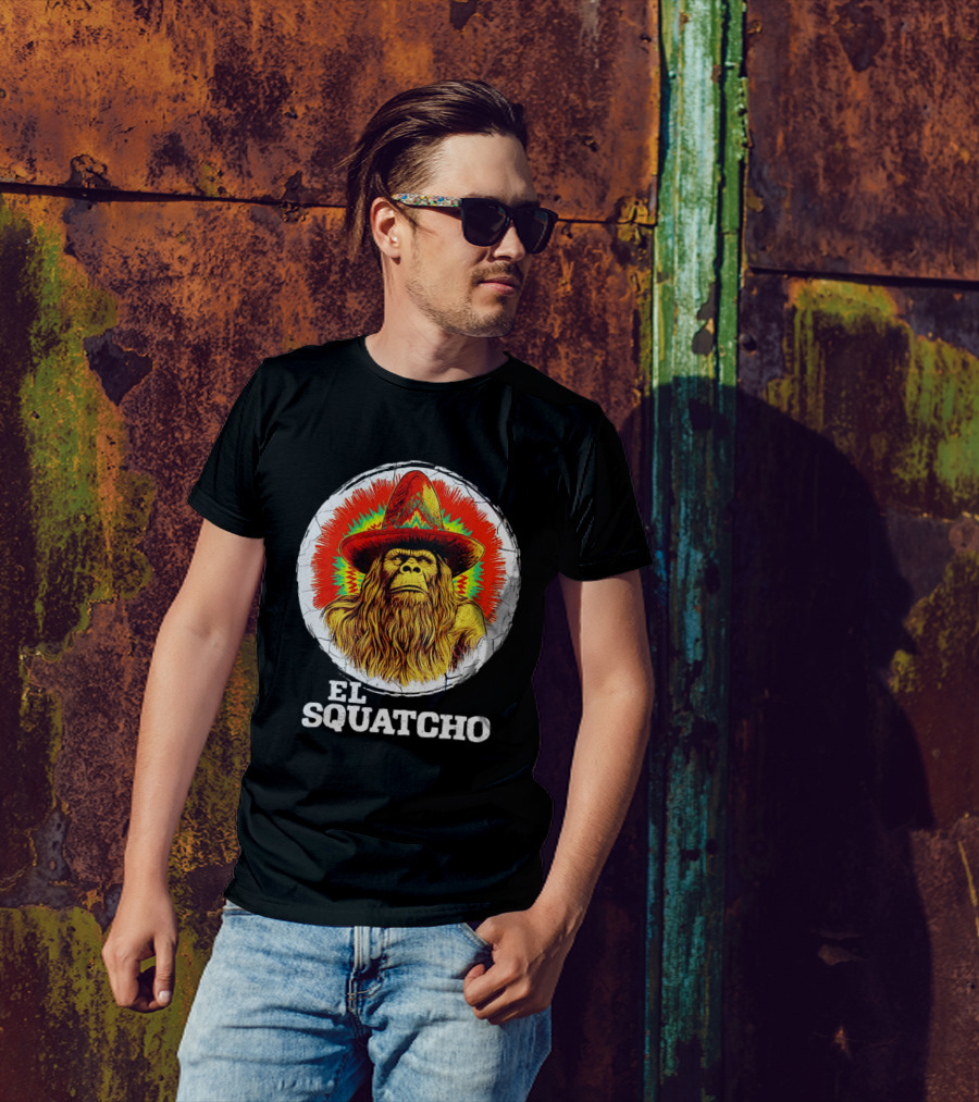 El Squatcho Psychedelic Sombrero Bigfoot T-Shirt