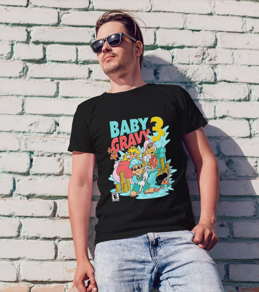 Baby Gravy 3 Bros Funny Mario Parody Explicit Content T-Shirt