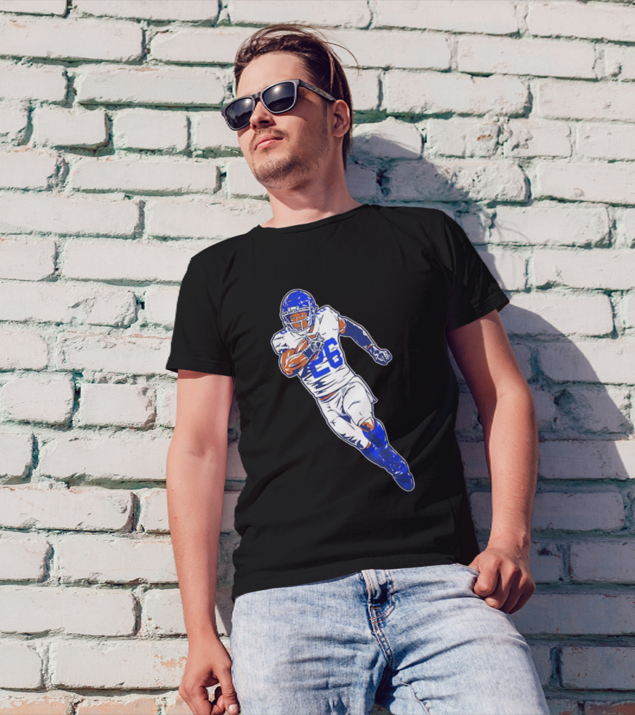 Saquon Barkley New York Giants 26 Superstar Pose Signature T-Shirt