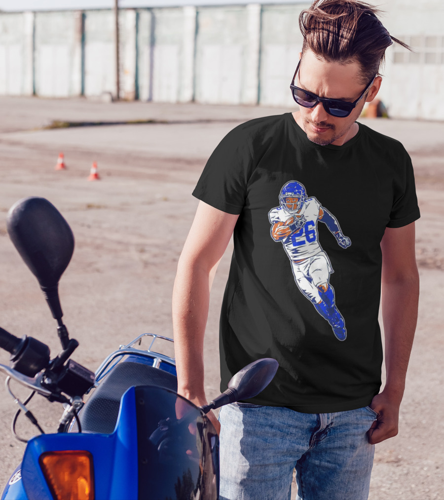 Saquon Barkley New York Giants 26 Superstar Pose Signature T-Shirt