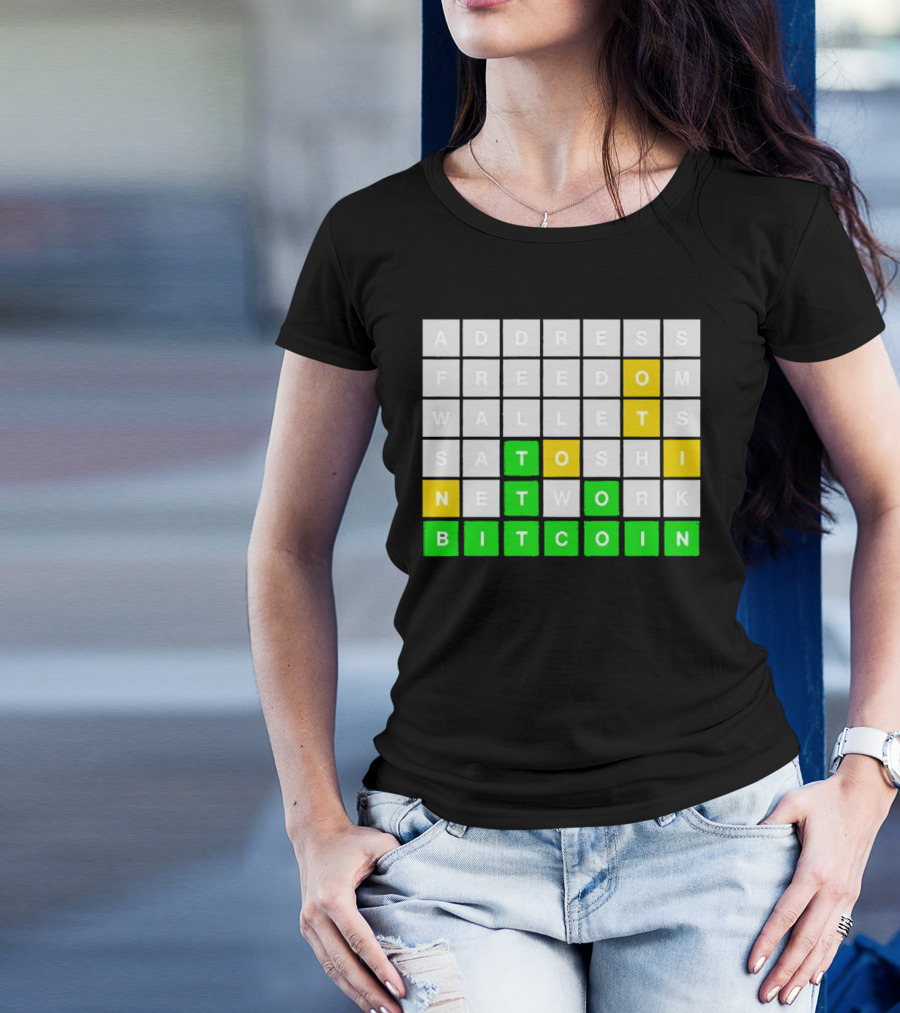 Address Freedom Wallets Satoshi Network Bitcoin Word Game T-Shirt