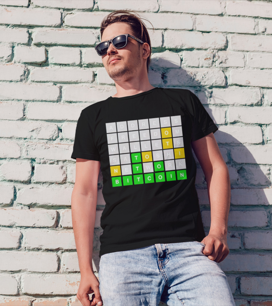 Address Freedom Wallets Satoshi Network Bitcoin Word Game T-Shirt