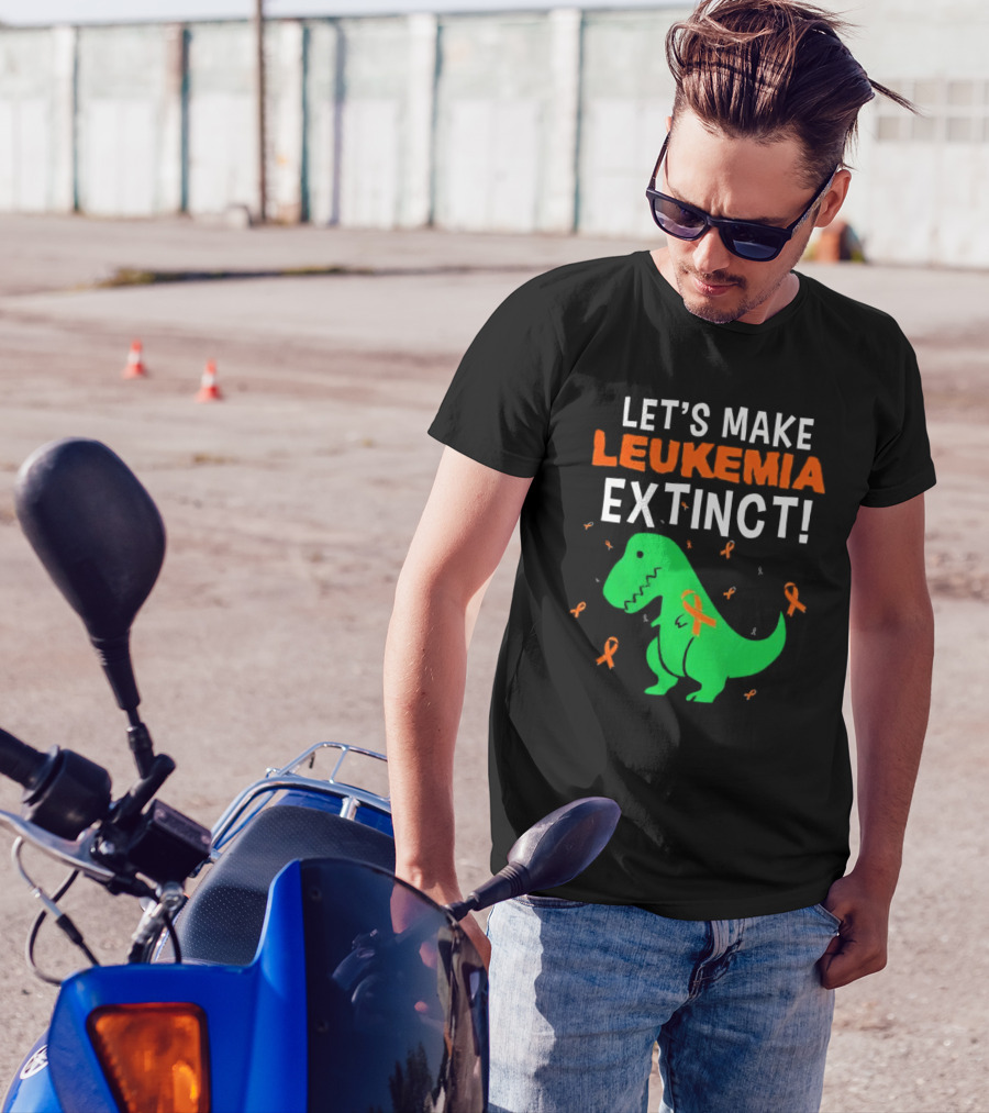 Let's Make Leukemia Extinct Dinosaur With Orange T-Shirt