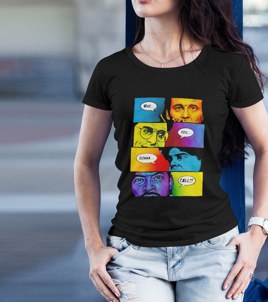 Ghostbusters Who You Gonna Call Retro Comic Style Faces T-Shirt