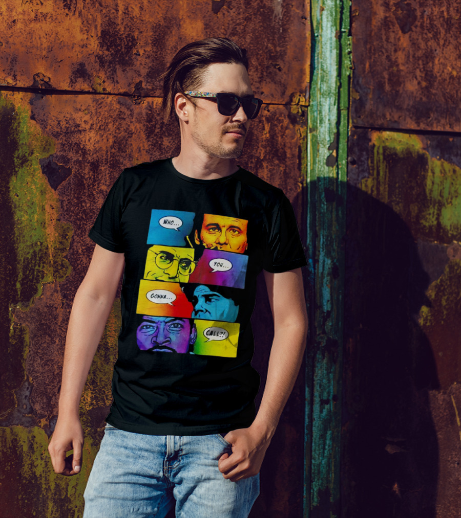 Ghostbusters Who You Gonna Call Retro Comic Style Faces T-Shirt