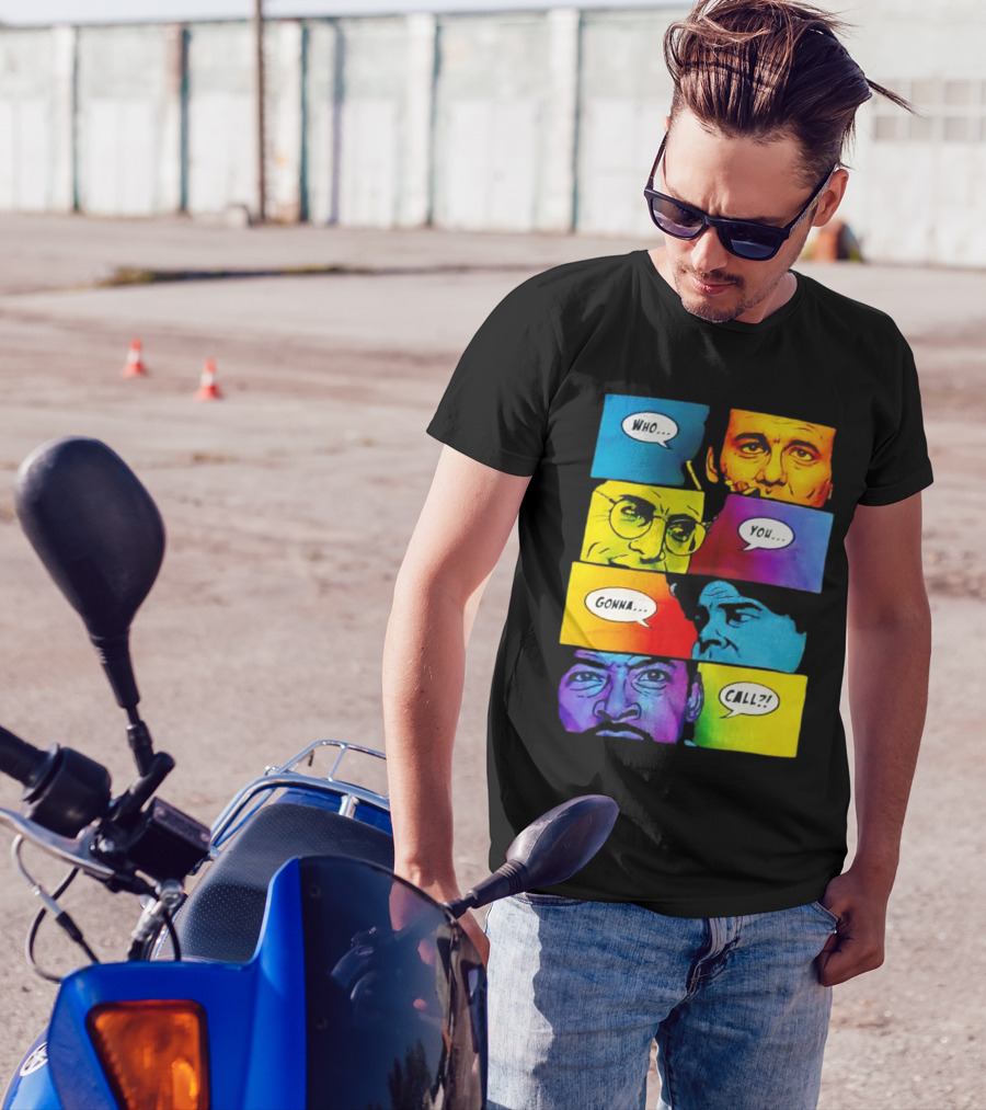 Ghostbusters Who You Gonna Call Retro Comic Style Faces T-Shirt