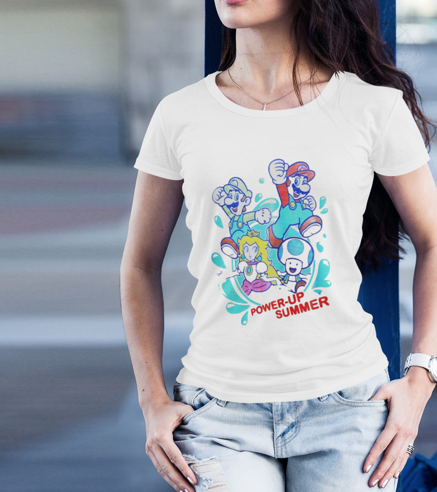 Power-Up Summer Mario Luigi Princess Peach Dynamic Adventure T-Shirt