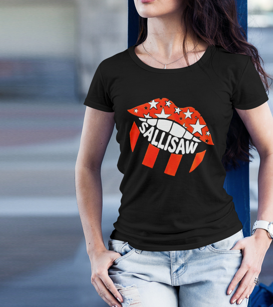 Sallisaw Lips Stars And Stripes Red White Black T-Shirt