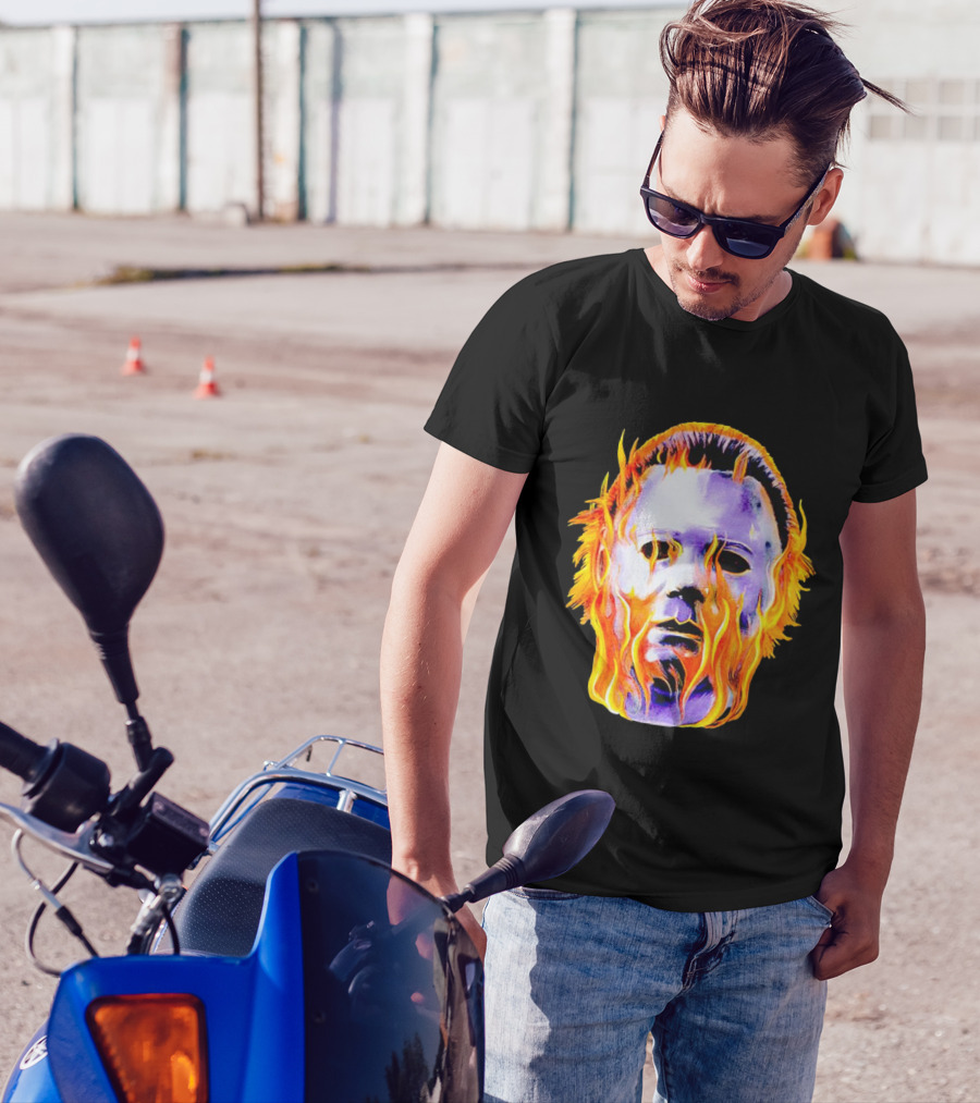 Michael Myers Flaming Mask Halloween Horror T-Shirt