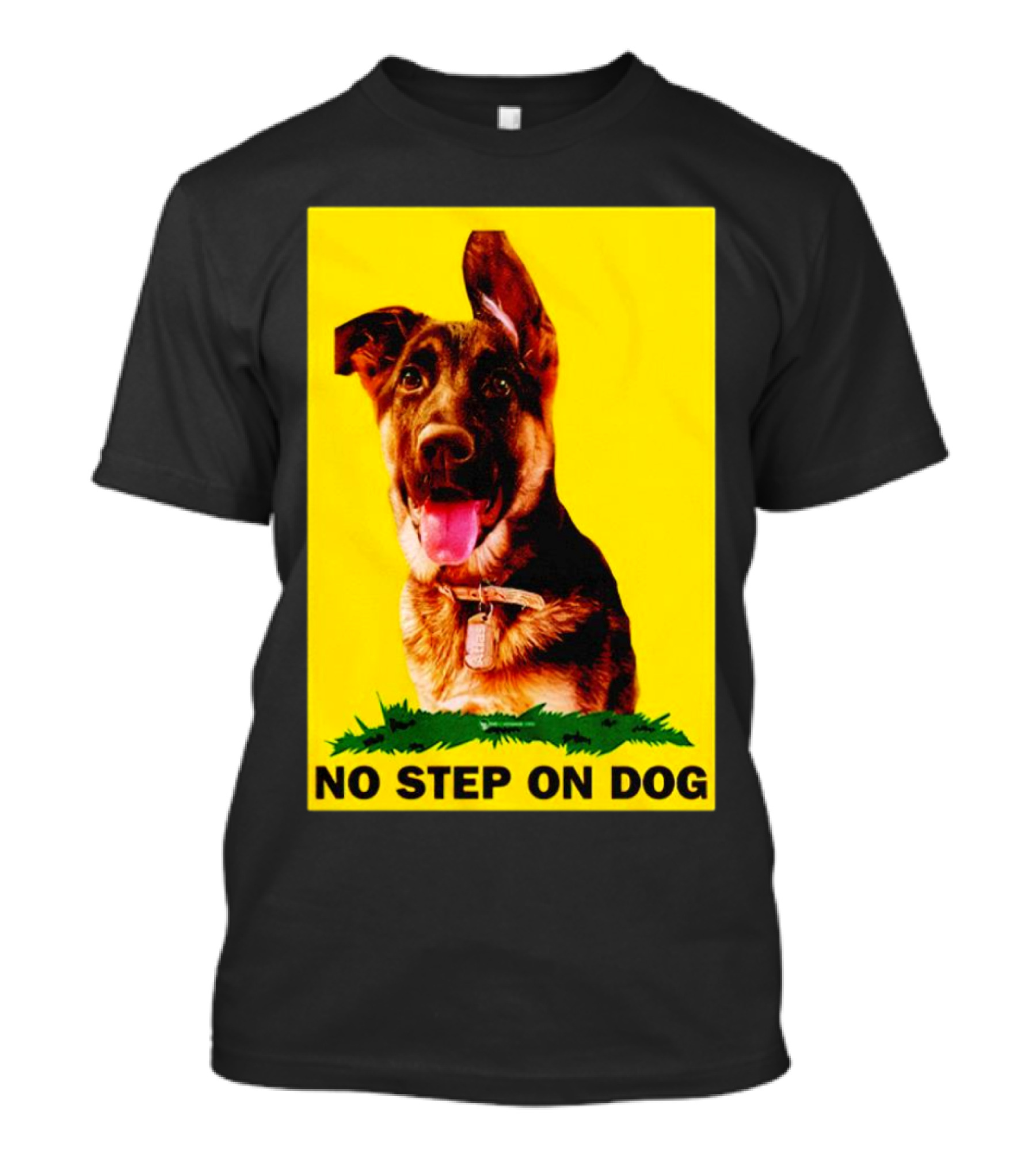 NO STEP ON DOG German Shepherd Yellow Background T-Shirt