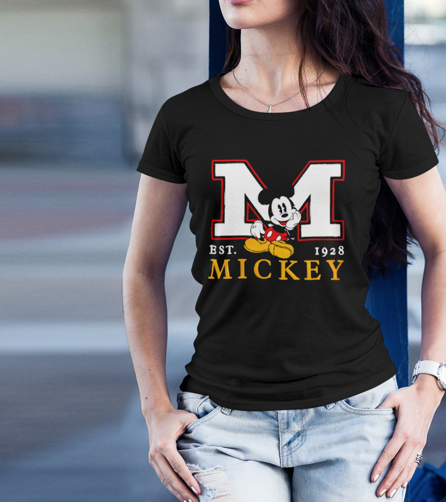 Disney Mickey Large M Logo Est 1928 Relaxed T-Shirt