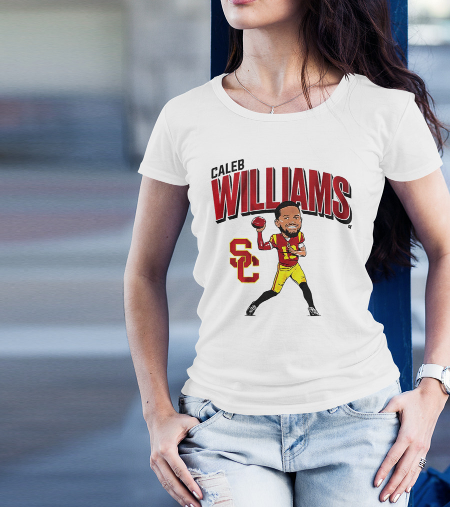 Caleb Williams USC Trojans Football Caricature With SC T-Shirt