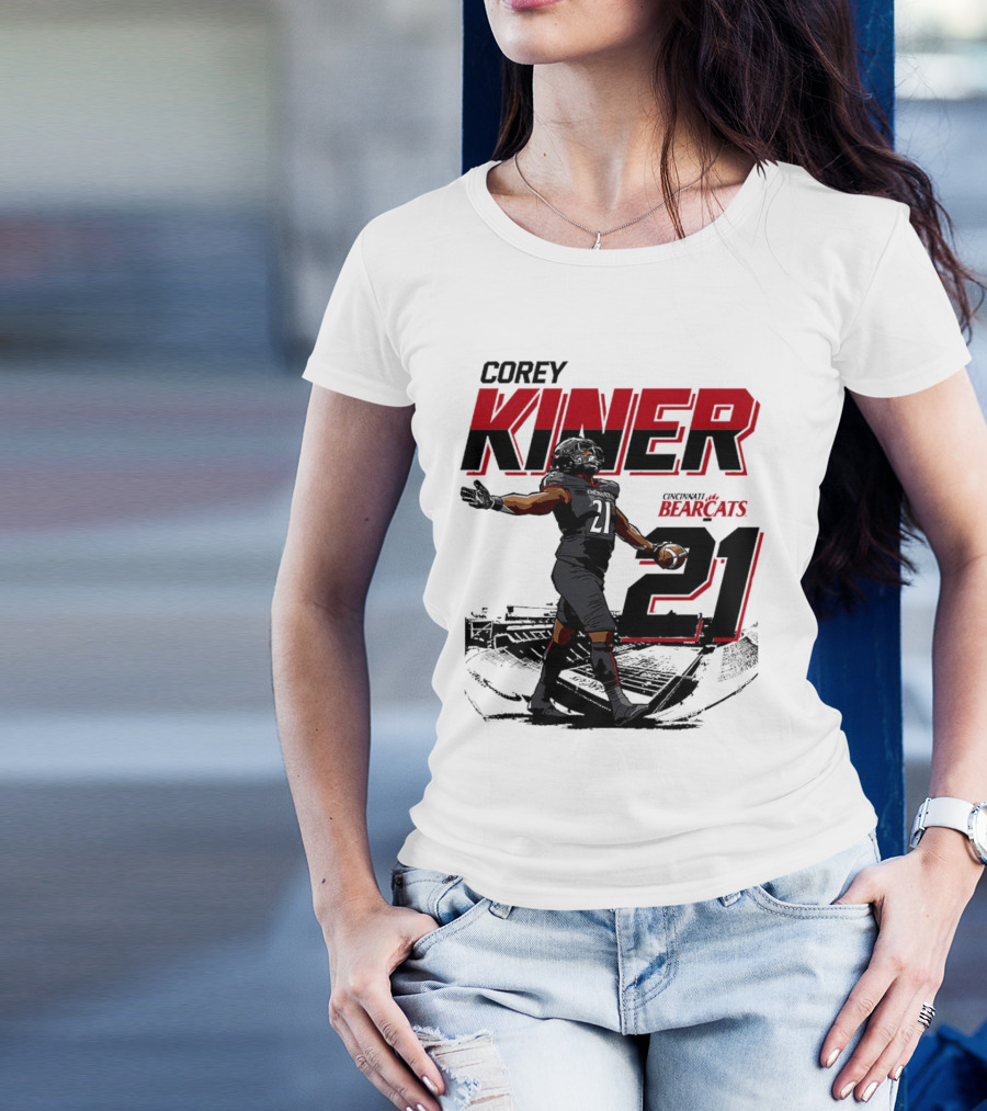 Corey Kiner 21 Cincinnati Bearcats Football Stadium T-Shirt