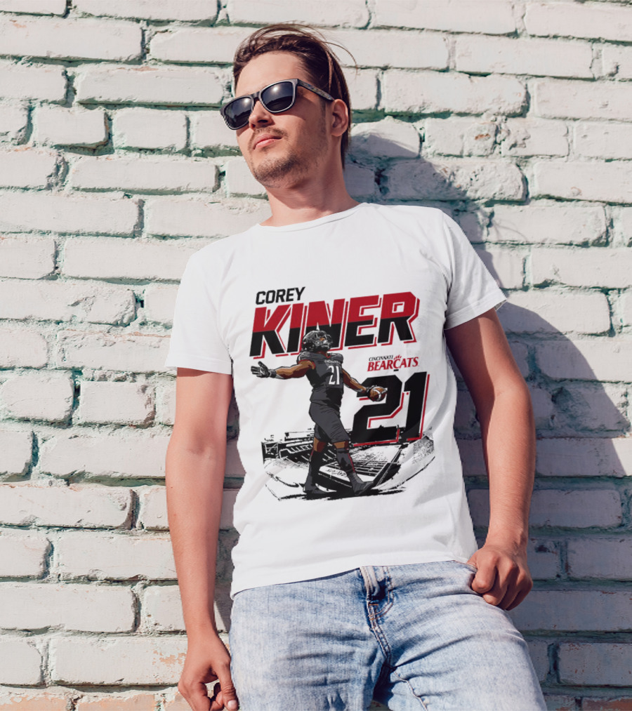 Corey Kiner 21 Cincinnati Bearcats Football Stadium T-Shirt