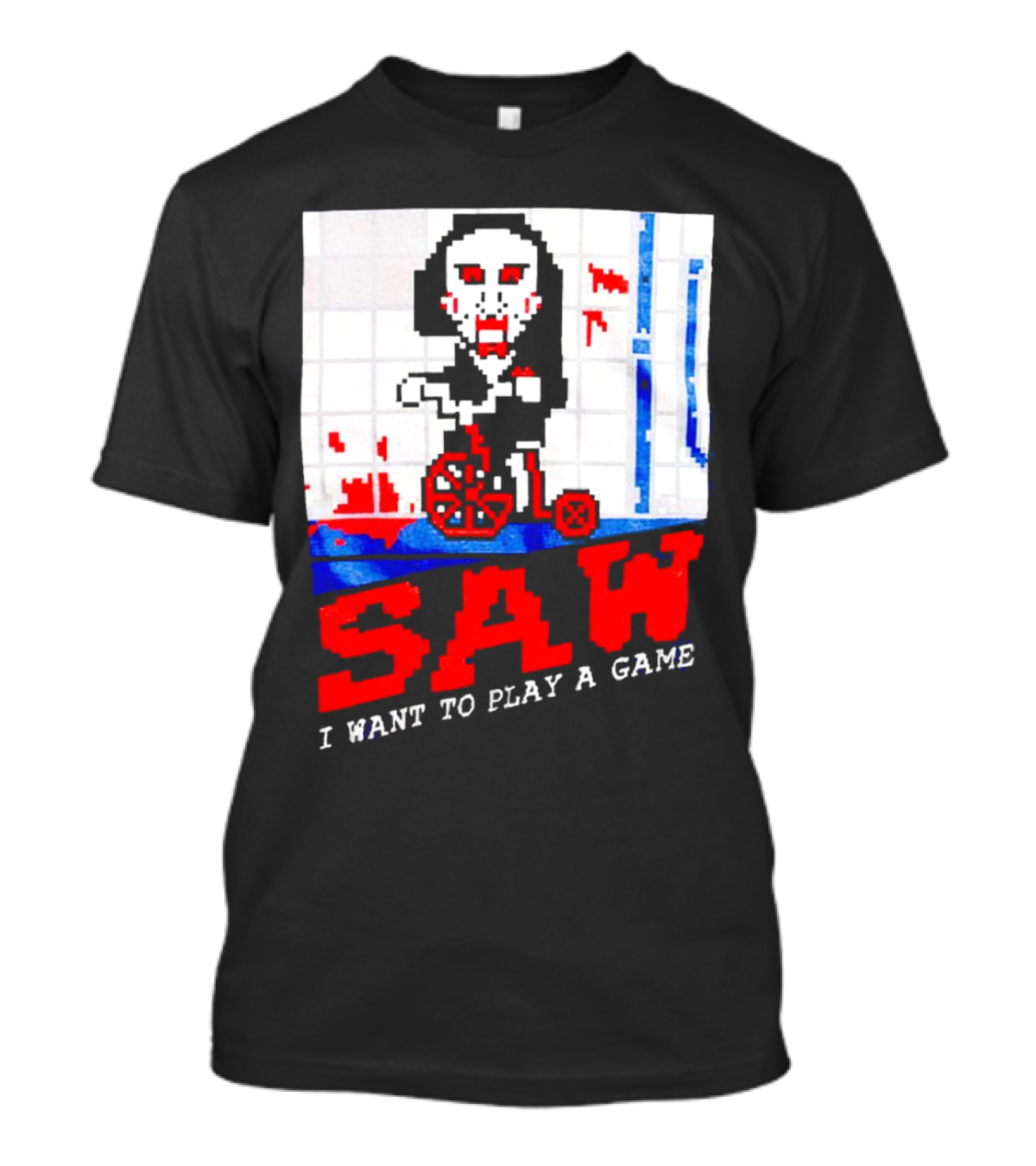 Saw I Want To Play A Game Pixel Art Tricycle Character T-Shirt