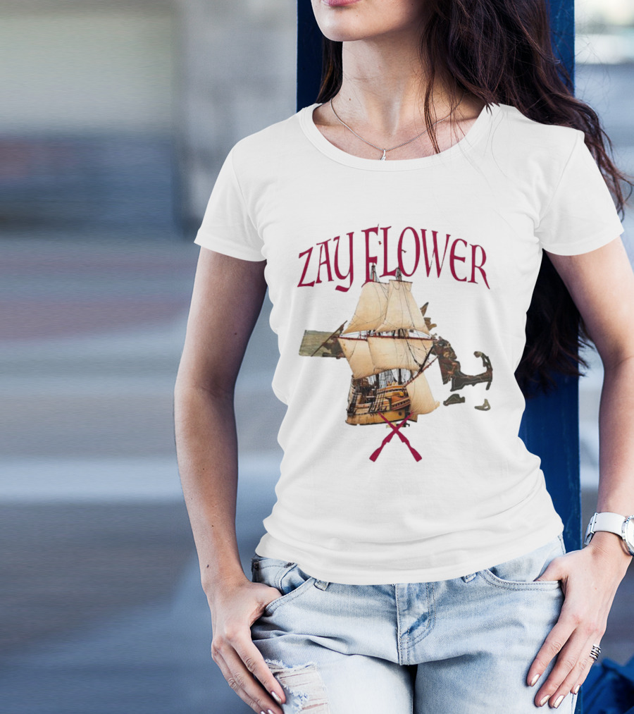 Zay Flower Sailing Ship With Crossed Oars T-Shirt