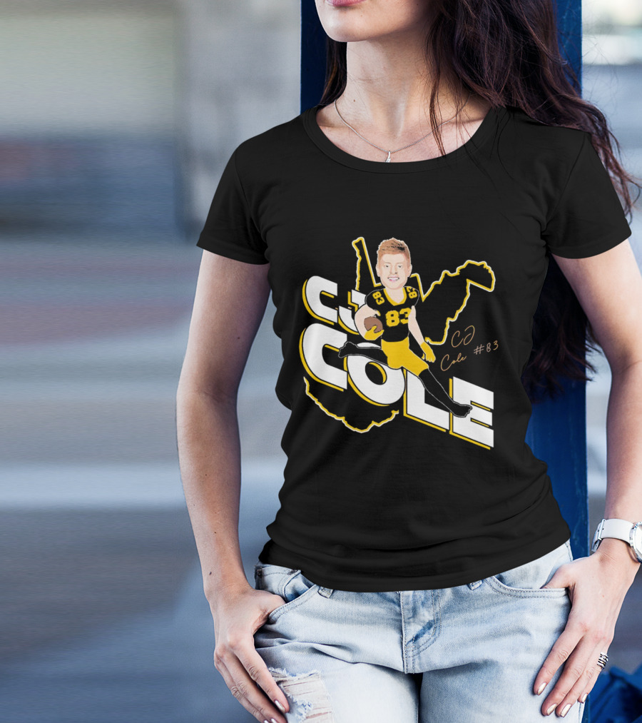 CJ Cole #83 West Virginia Football Player Caricature Signature T-Shirt