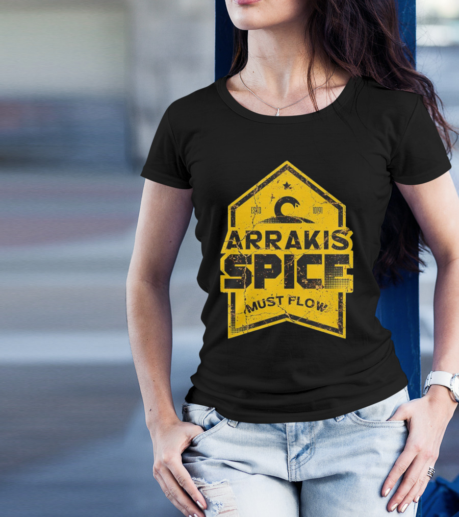 Arrakis Spice Must Flow Vintage 10191 Logo Badge T-Shirt