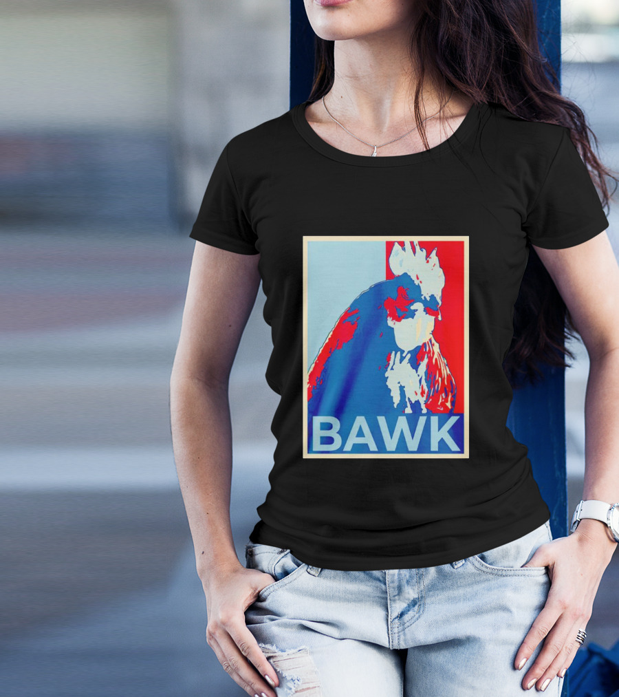 Bawk Chicken Vintage Rooster Pop Art Red Blue T-Shirt