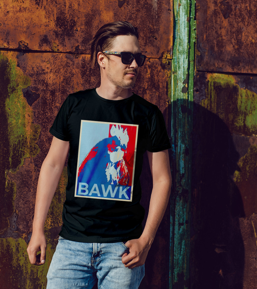Bawk Chicken Vintage Rooster Pop Art Red Blue T-Shirt