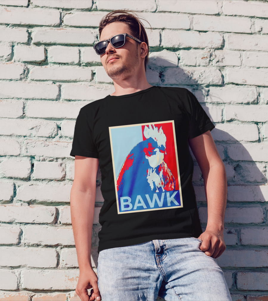 Bawk Chicken Vintage Rooster Pop Art Red Blue T-Shirt