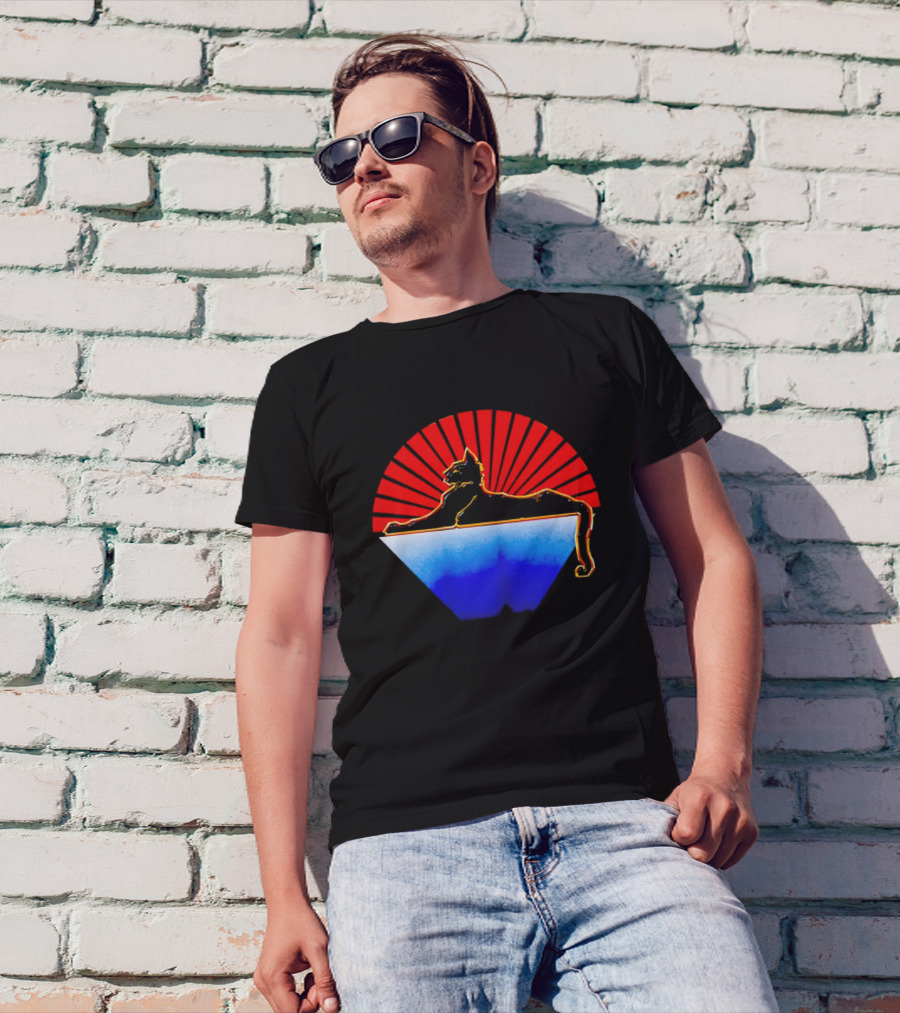 Cats Under The Stars Sphinx With Rising Sun And Tricolor Pyramid T-Shirt