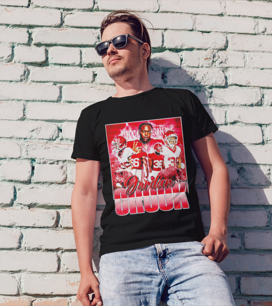 Jordan Crook Arkansas Razorbacks Football Vintage Collage T-Shirt
