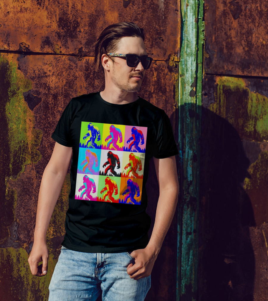 Retro Pop Art Bigfoot Sasquatch Collage T-Shirt