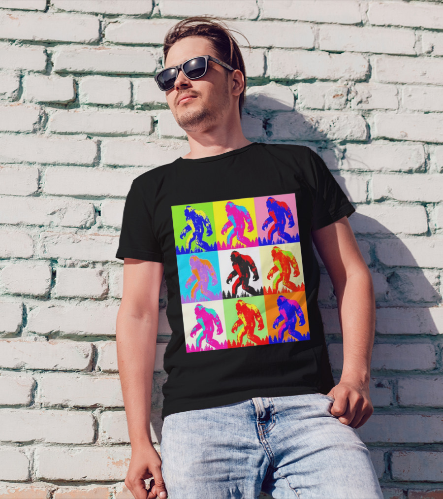 Retro Pop Art Bigfoot Sasquatch Collage T-Shirt