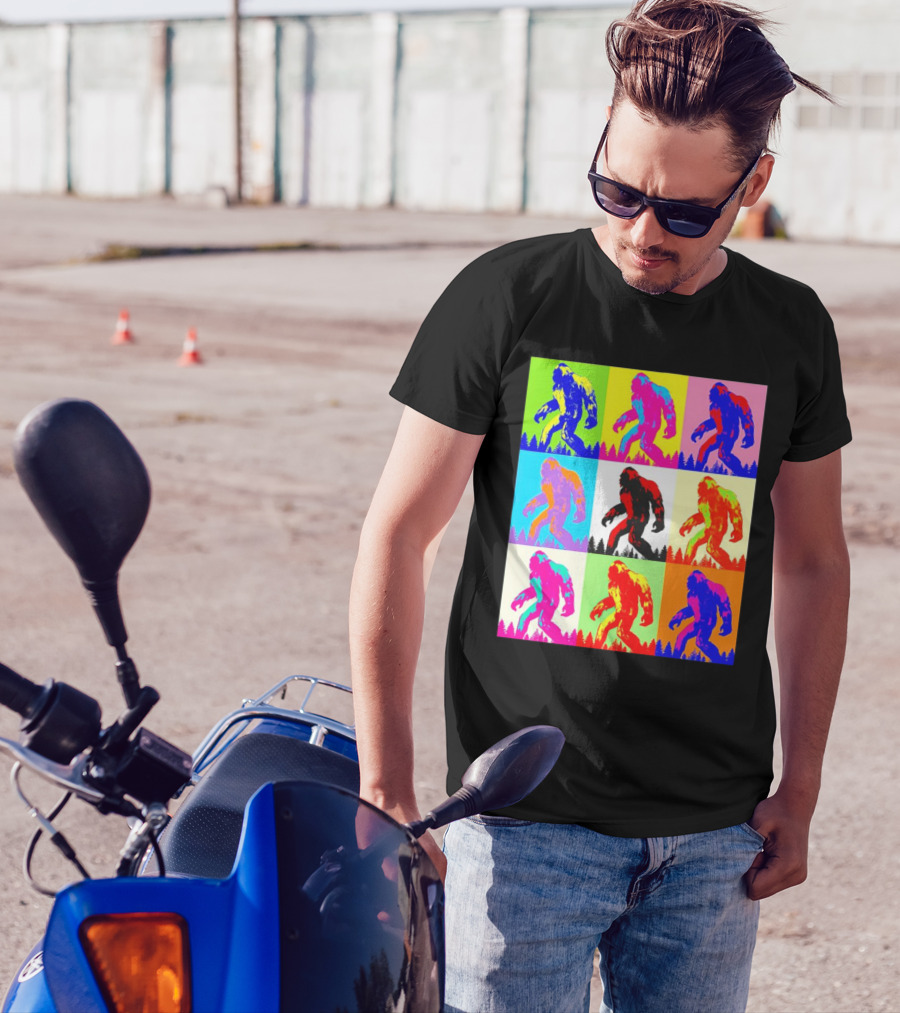 Retro Pop Art Bigfoot Sasquatch Collage T-Shirt