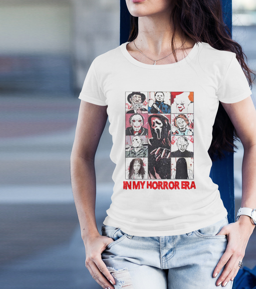 In My Horror Era Ghostface Freddy Krueger Michael Myers Pennywise Jason Chucky Pinhead Sadako Samara T-Shirt